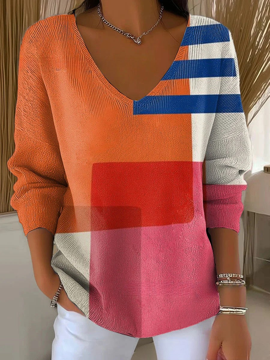 Maura – V-Neck Sweater in Knit