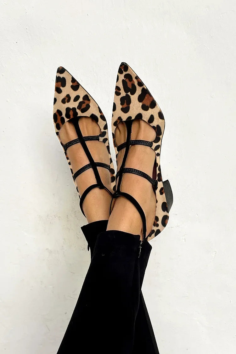 Ludovica | Animal print ballet flats with thin straps