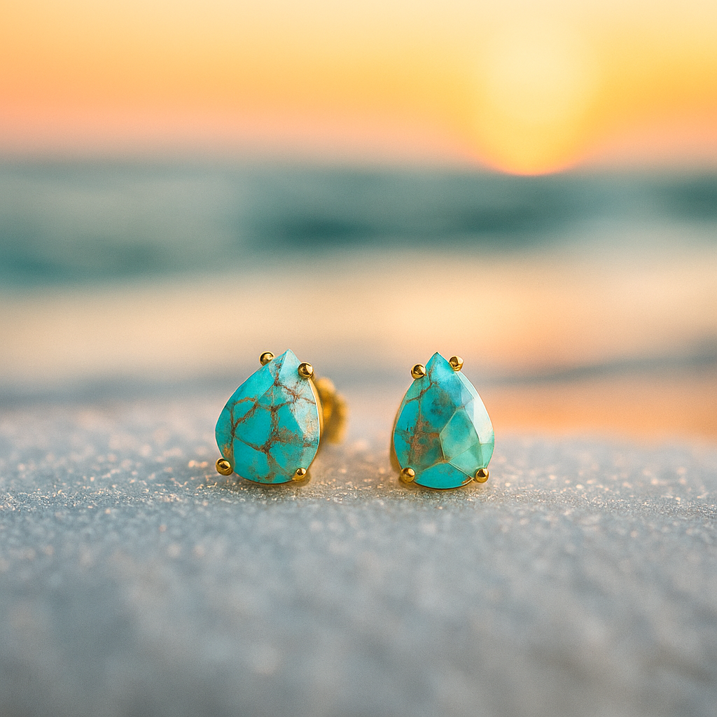 Turquoise Stone Earring Studs β Mediterranean Tears