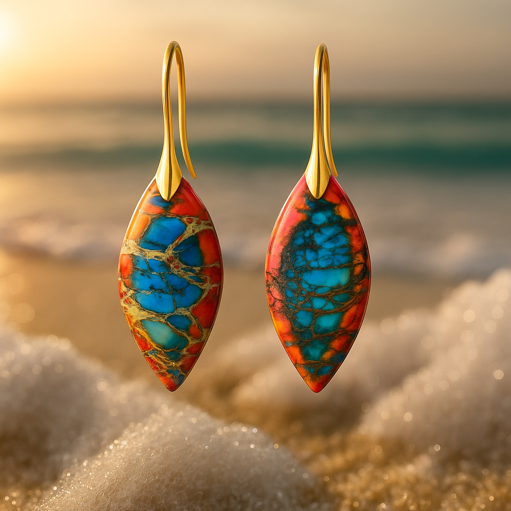 Elaria – Earrings made of red coral and turquoise
