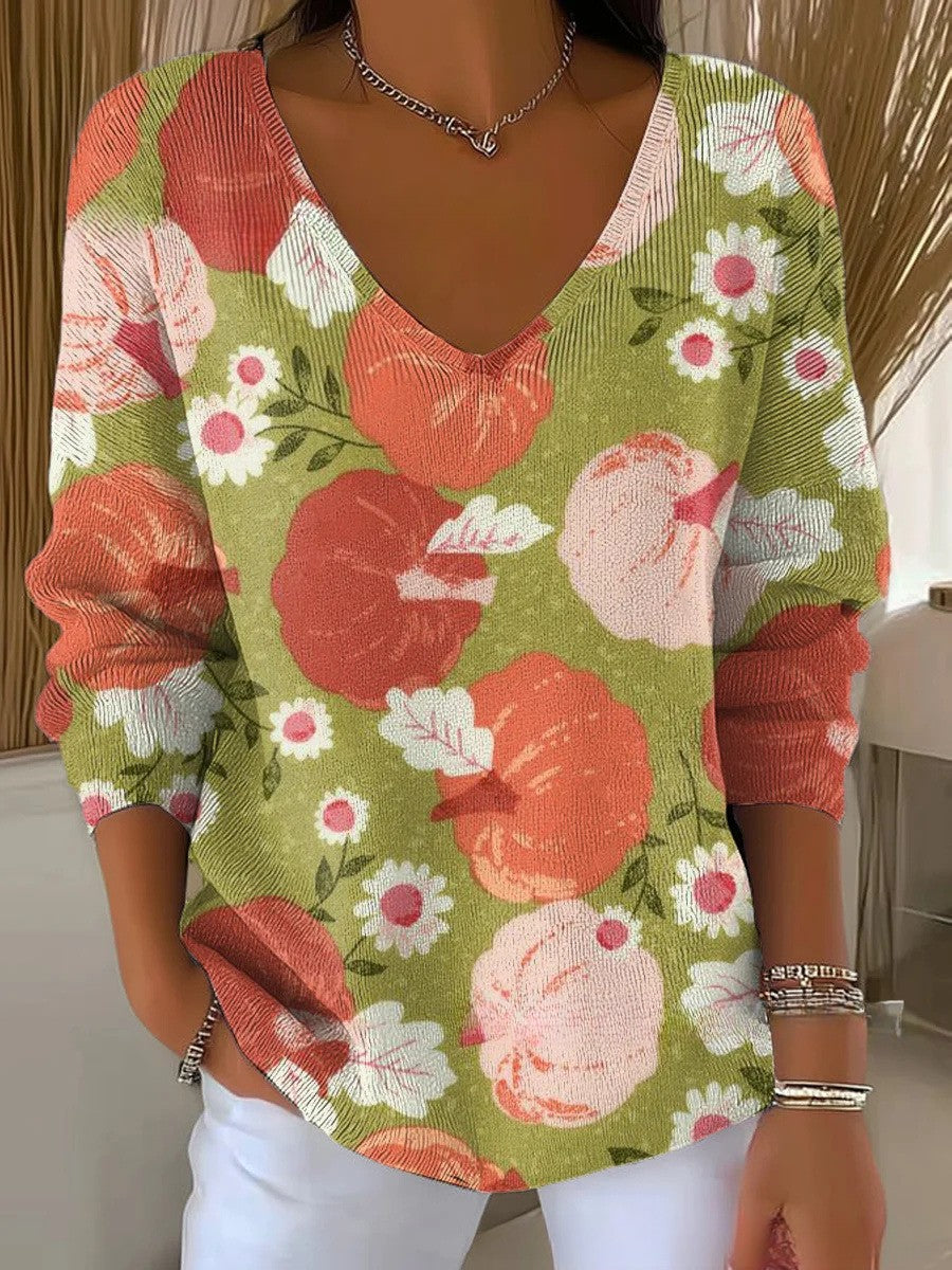Marlene – Knitted Sweater with V-Neck