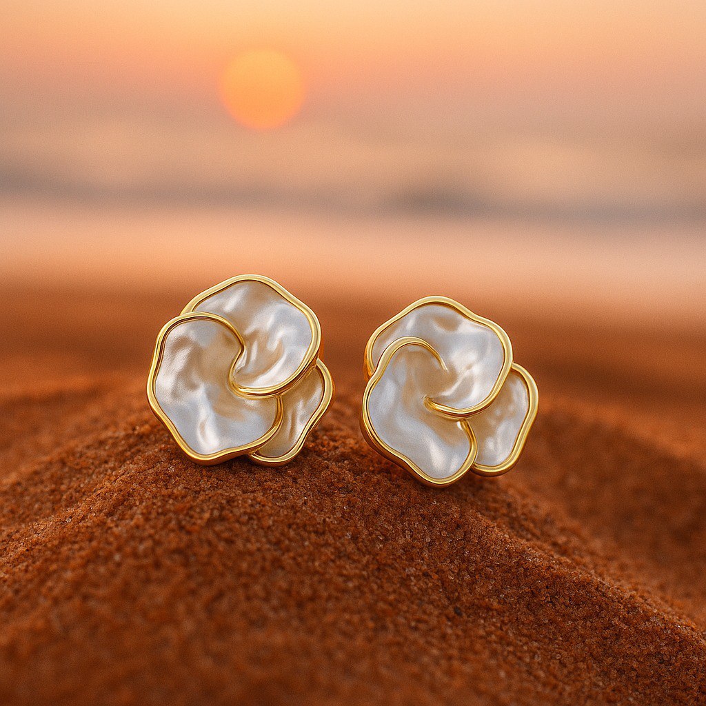 Cynthia | Golden Earrings with Pearls
