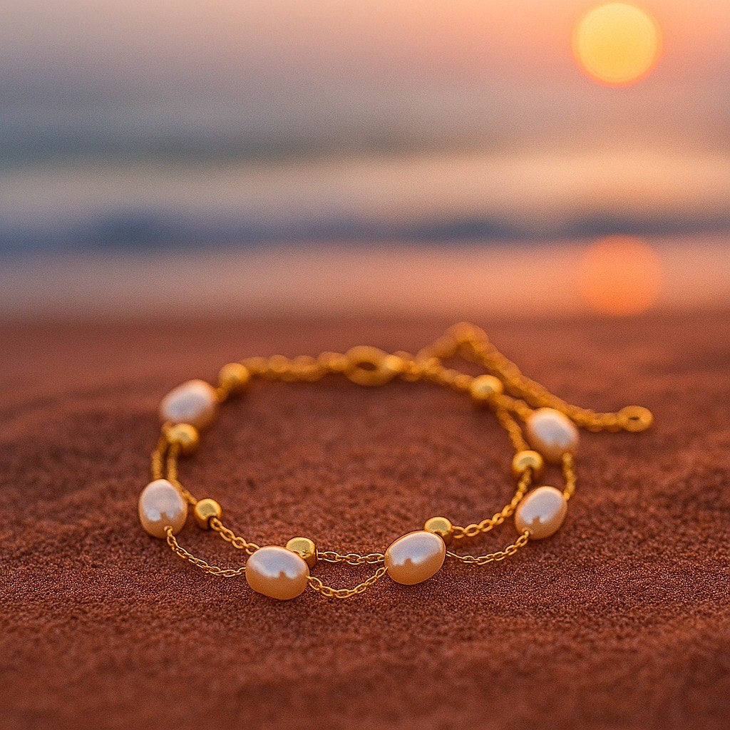 Summer | Elegant Gold Bracelet with Pearls