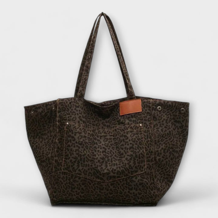 Emma - Elegant Leopard Print Canvas Shoulder Bag