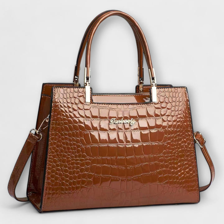 Vera - Glossy Crocodile Patterned Handbag