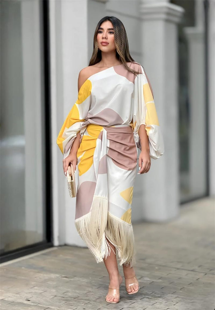 Shelley - Satin Dress with Puffed Sleeves