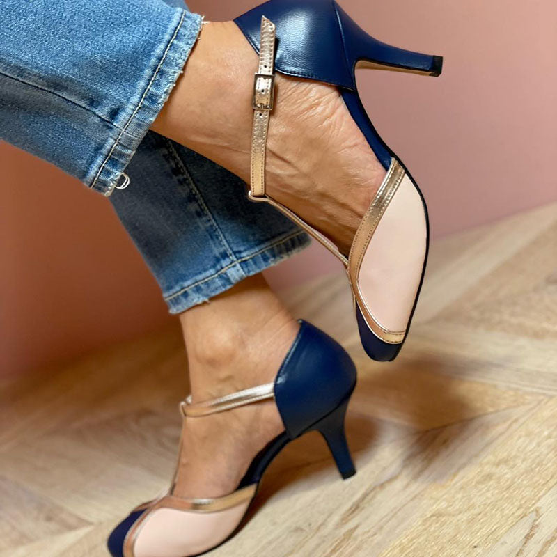 Alessia | Colorful T-strap high-heeled shoes with round toe