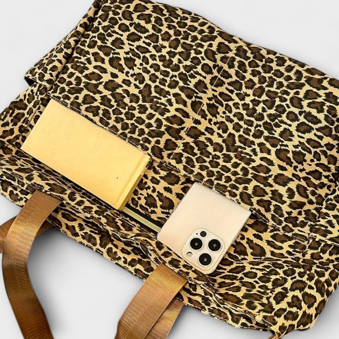 Joy - Leopard Patterned Canvas Crossbody Bag