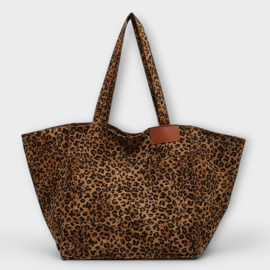 Emma - Elegant Leopard Print Canvas Shoulder Bag