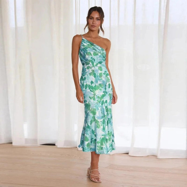 Audrey - Maxi Asymmetric Dress with Floral Print