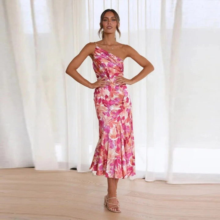 Audrey - Maxi Asymmetric Dress with Floral Print