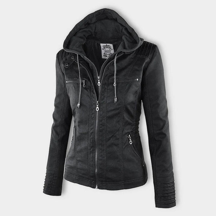 Selina - Chic Waterproof Hooded Leather Jacket for Women