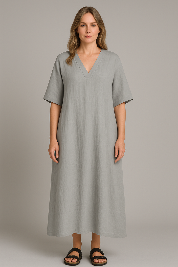 Lucia - Relaxed Fit Dress with V-Neckline