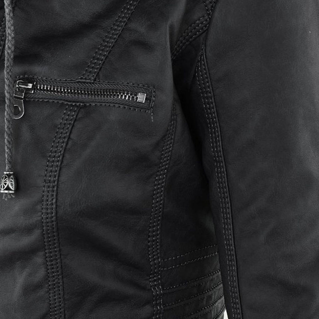 Selina - Chic Waterproof Hooded Leather Jacket for Women