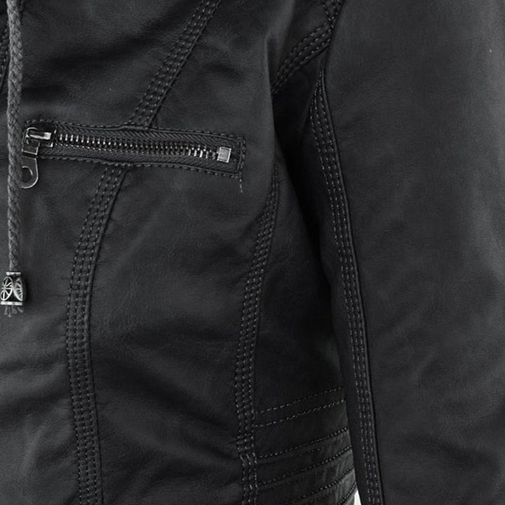 Selina - Chic Waterproof Hooded Leather Jacket for Women