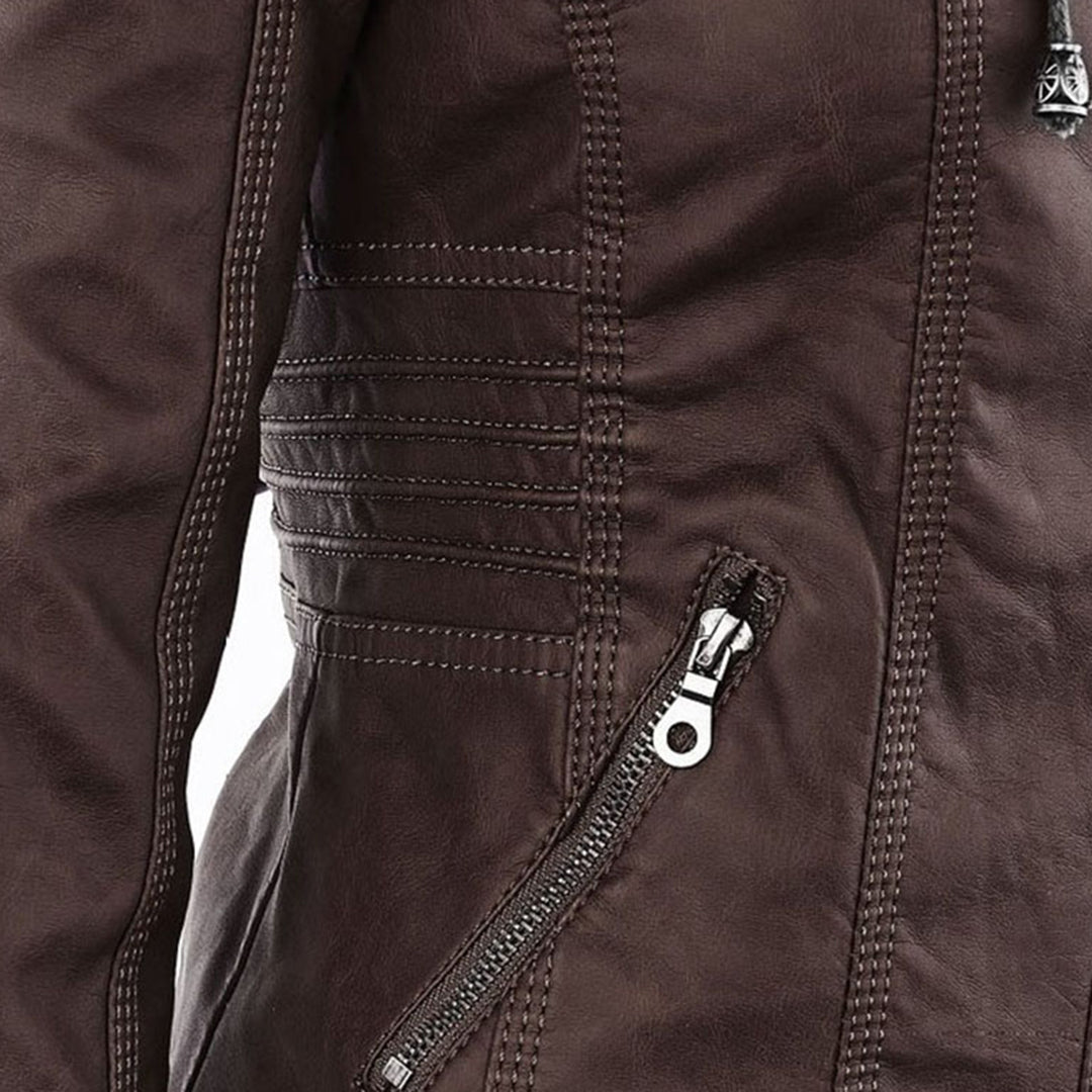 Selina - Chic Waterproof Hooded Leather Jacket for Women