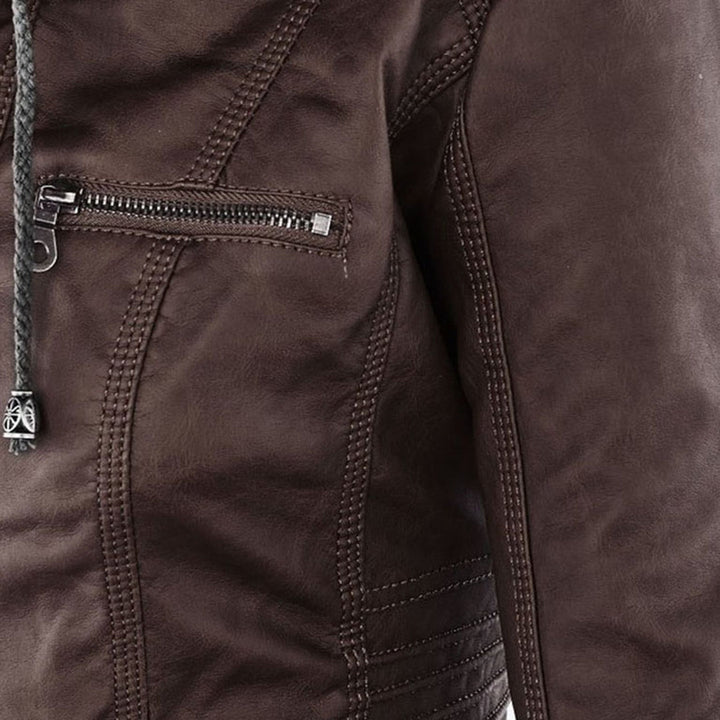 Selina - Chic Waterproof Hooded Leather Jacket for Women