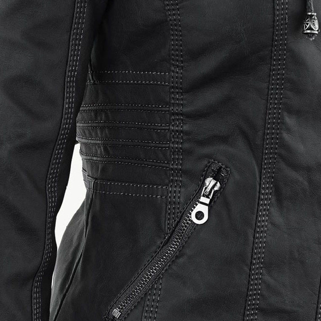 Selina - Chic Waterproof Hooded Leather Jacket for Women