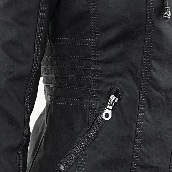 Selina - Chic Waterproof Hooded Leather Jacket for Women