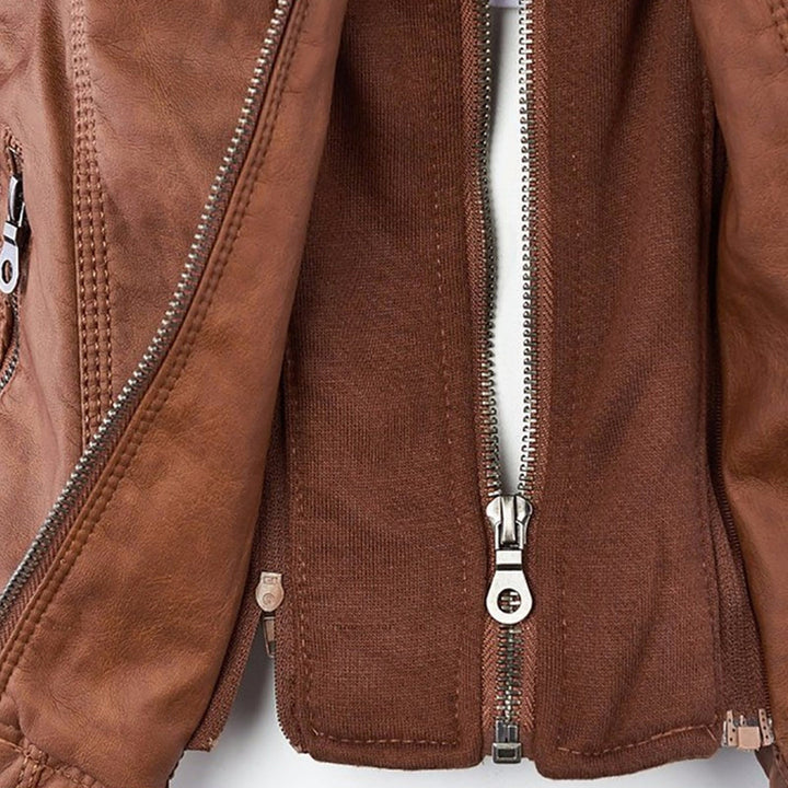 Selina - Chic Waterproof Hooded Leather Jacket for Women