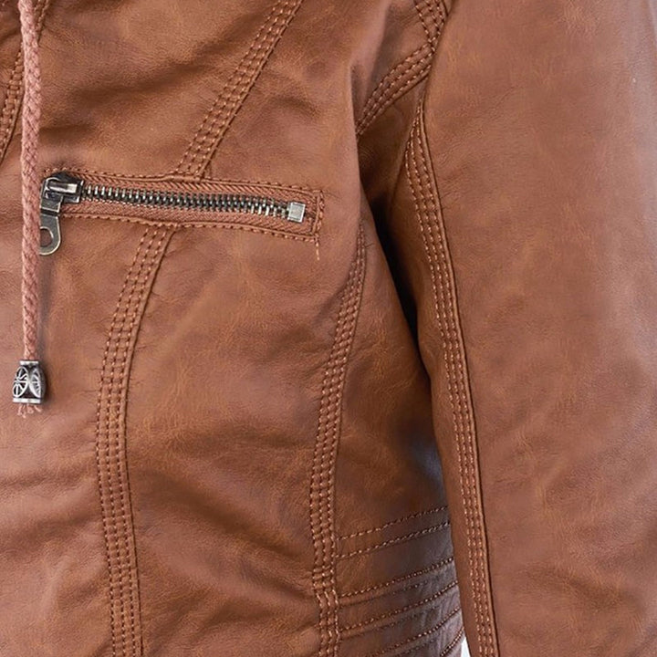 Selina - Chic Waterproof Hooded Leather Jacket for Women