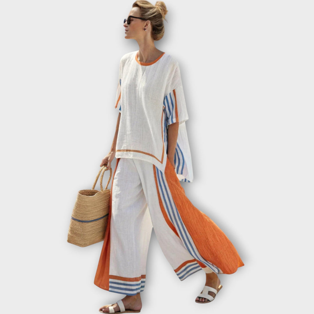 Anila - Elegant Two Piece Set with Striped Design