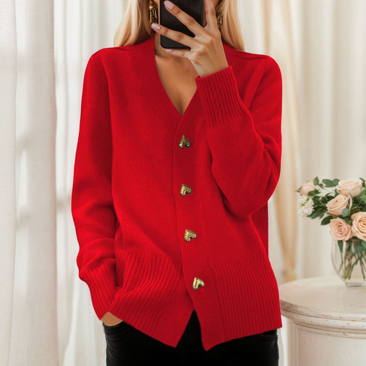Adelaine – Stylish Women's Heart Button Cardigan