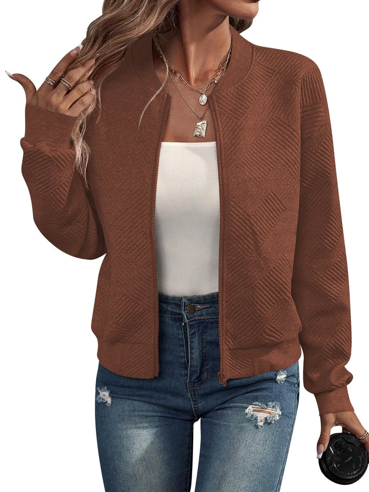 Gwyneth – Elegant Zip Bomber Jacket