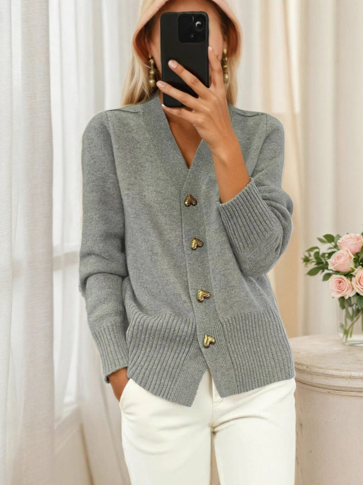Adelaine – Stylish Women's Heart Button Cardigan