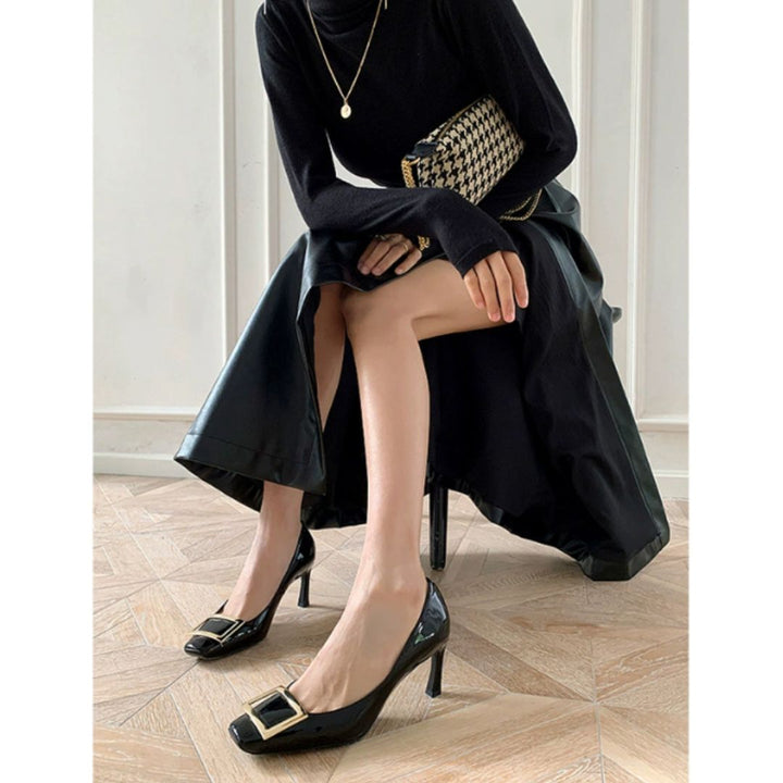 Narella | Elegant mid-heeled sandals with square toe