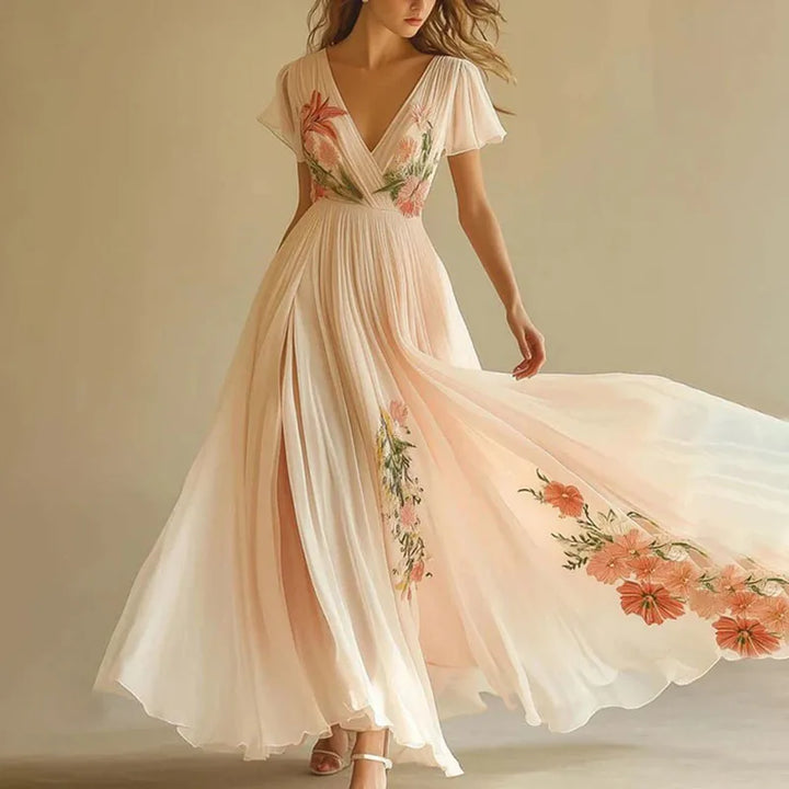 Amelia - Elegant party dresses with V-neck and high waist