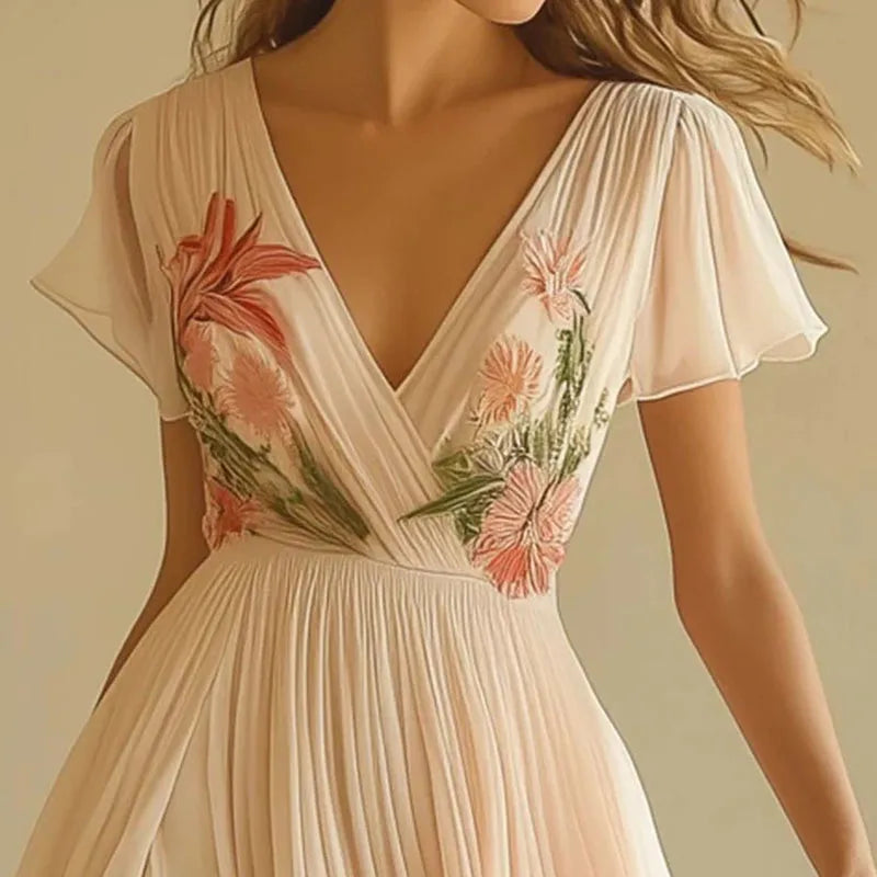 Amelia - Elegant party dresses with V-neck and high waist