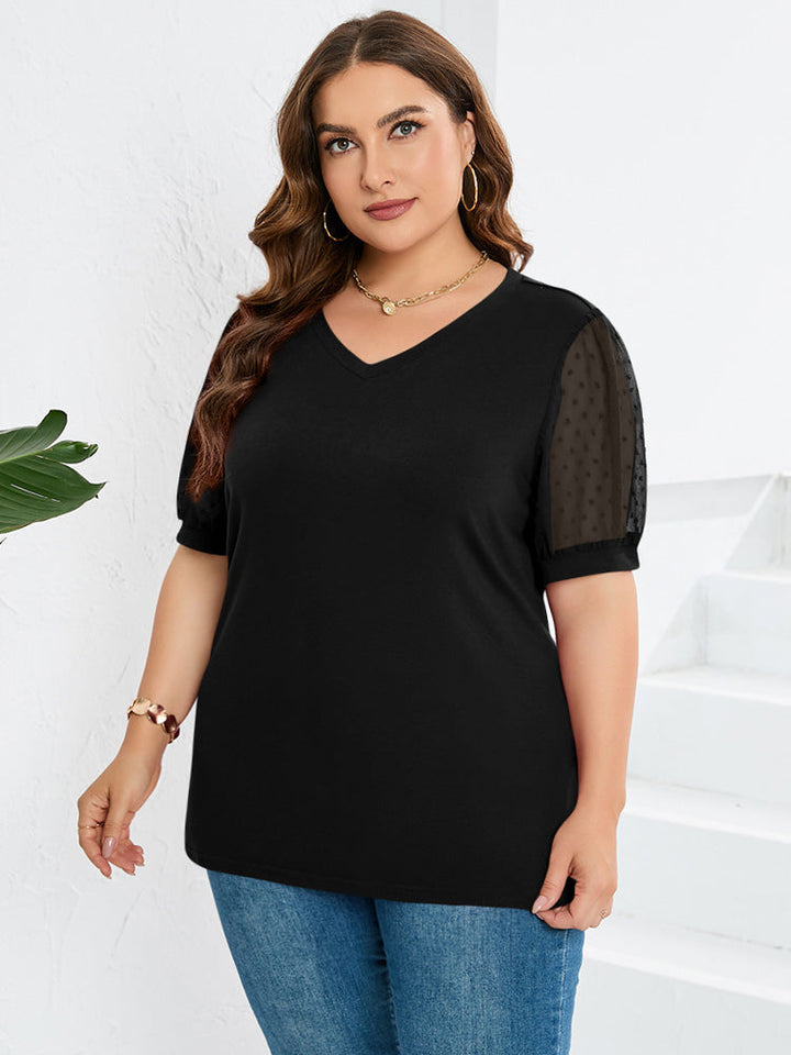 Hilary – Elegant Sheer Sleeve V-Neck Blouse