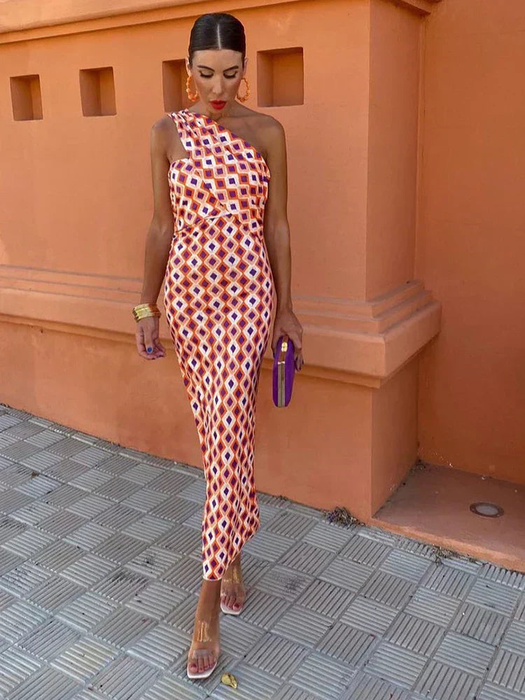 Irmgardi - Elegant One-Shoulder Dress