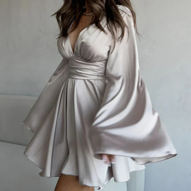 Amber - Satin Dress with Loose Sleeves