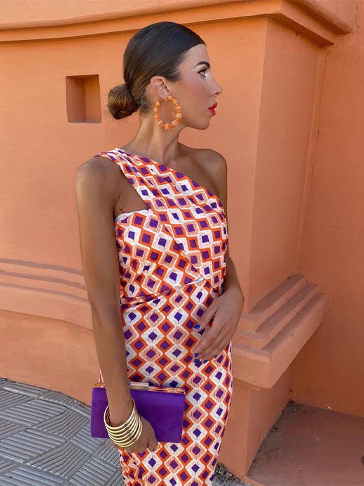 Irmgardi - Elegant One-Shoulder Dress
