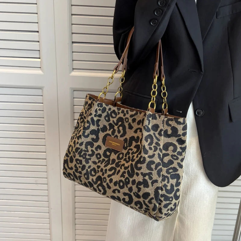Destiny - Leopard Patterned Canvas Tote