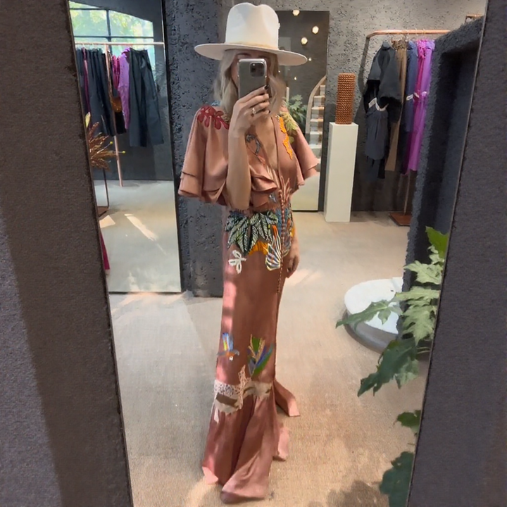 Carmel - Embroidered Boho Maxi Dress