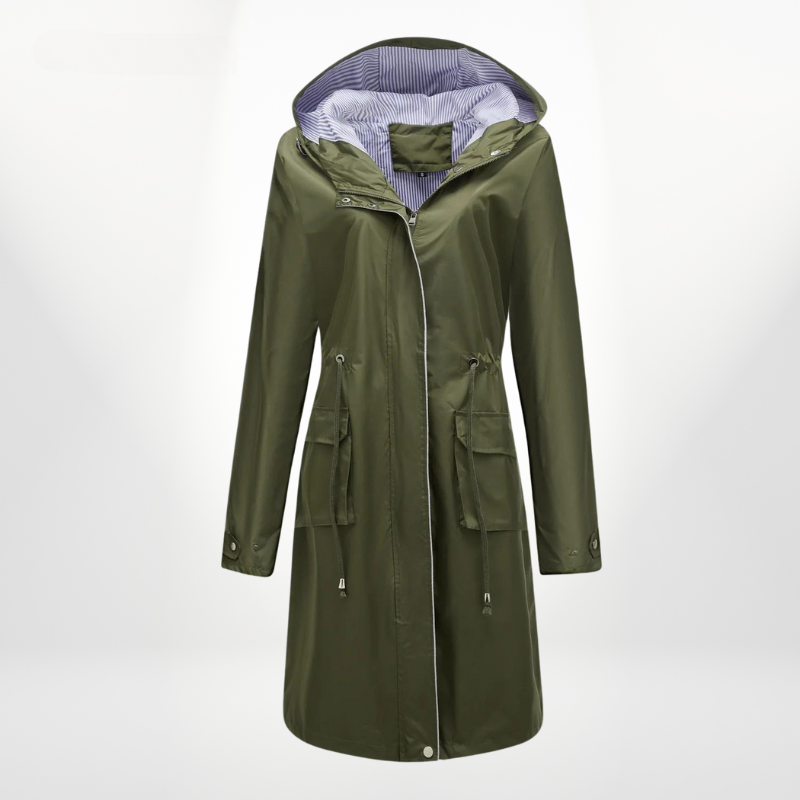 Marcella - Elegant Trench Coat Featuring Stylish Drawstrings