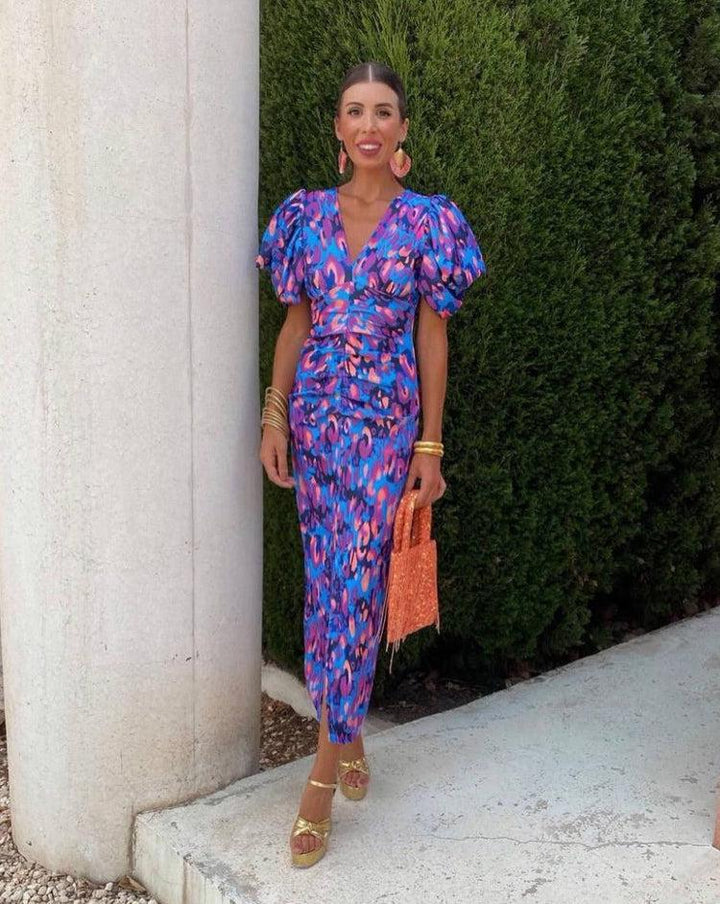 Loren - Vibrant puff sleeve dress