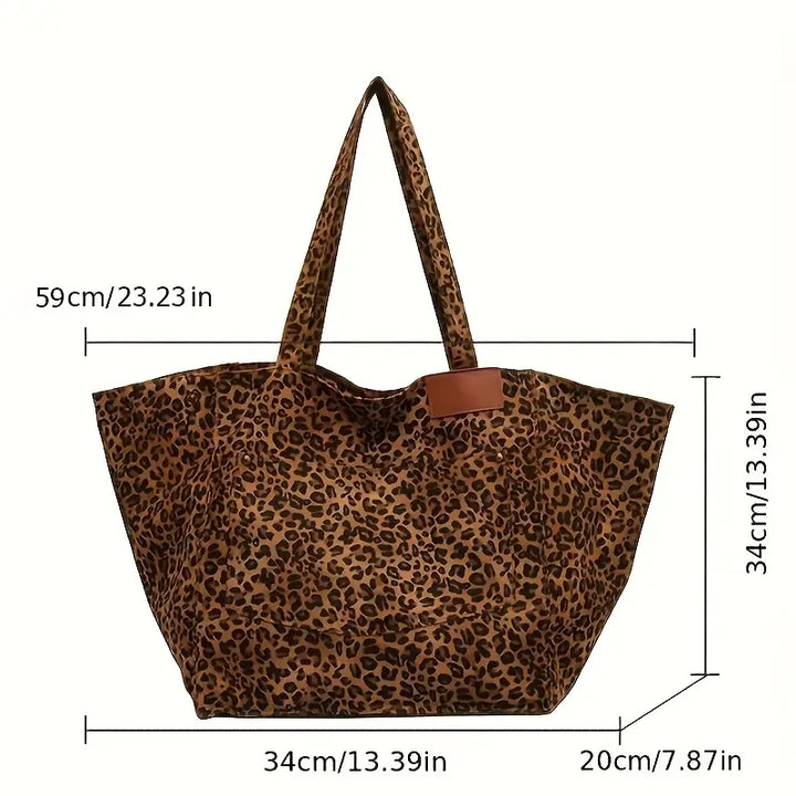 Emma - Elegant Leopard Print Canvas Shoulder Bag
