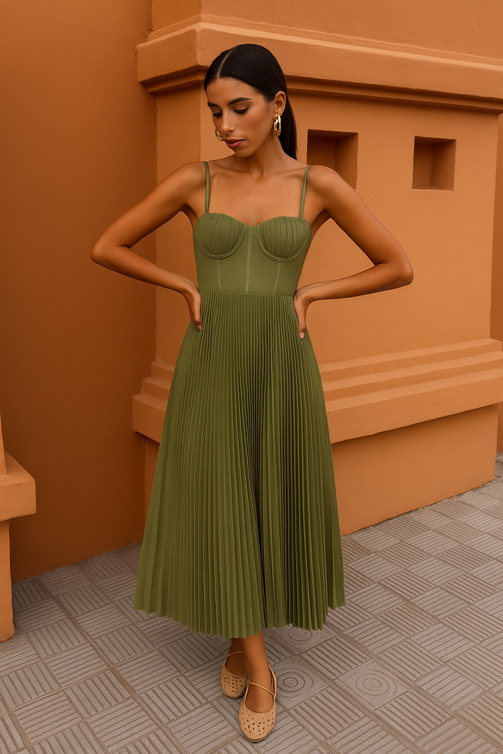 Claudetta - Sleeveless Midi Dress with Bustier