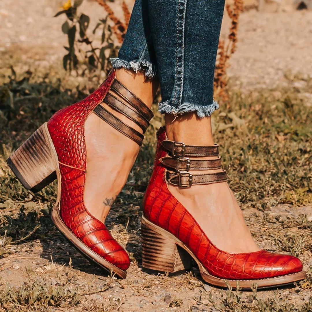 Ginevra | Multiple-strap High Heels with Thick Heel