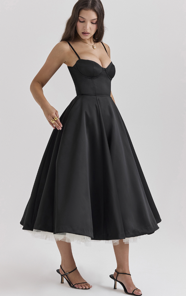 Jessica - Midi Dress with Satin Bustier