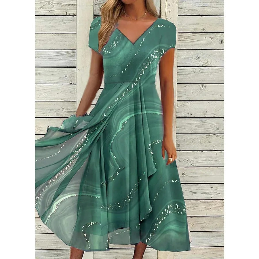 Teresa - Midi Dress with V-Neckline