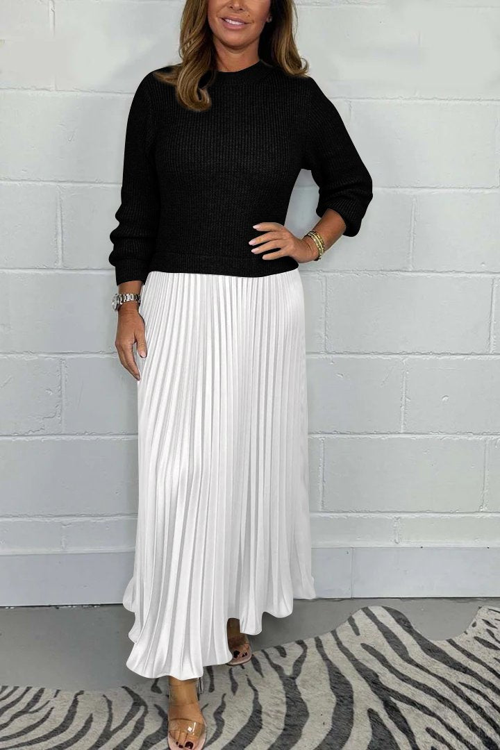 Clara - Chic Pullover and Pleated Skirt Set