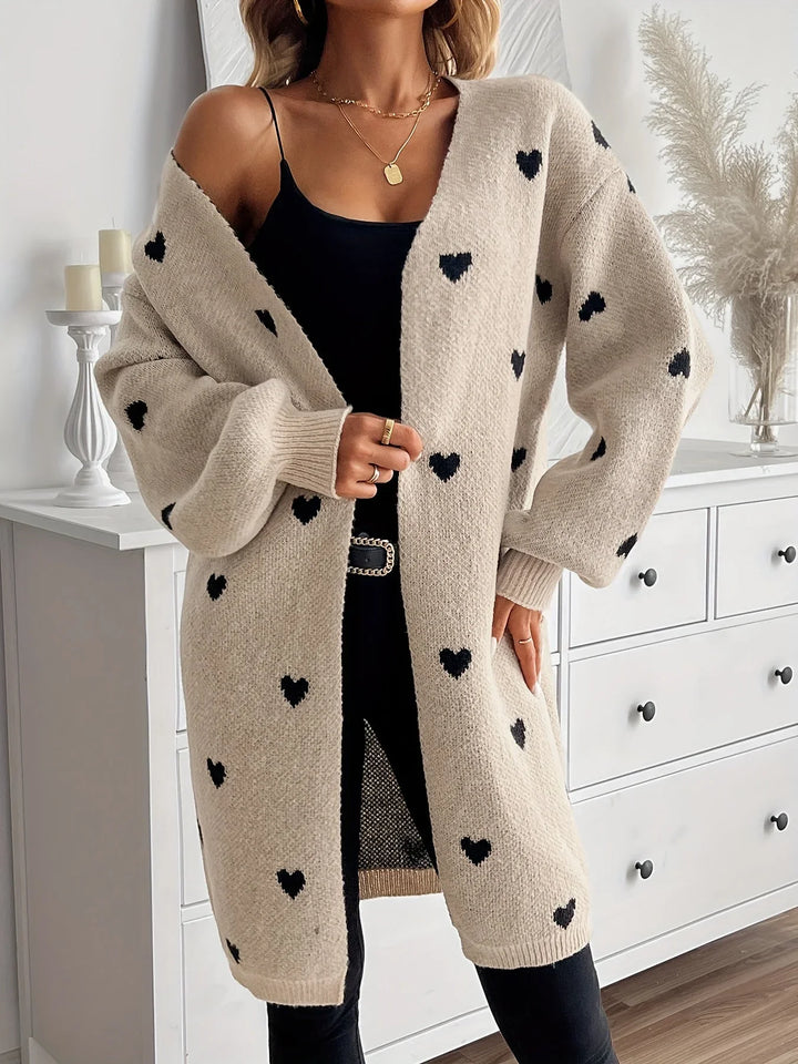 Ria - Heart Print Cardigan