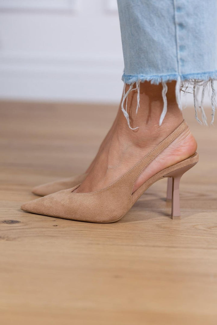 Marlena | Nude Slingback Pumps with Thin Heel