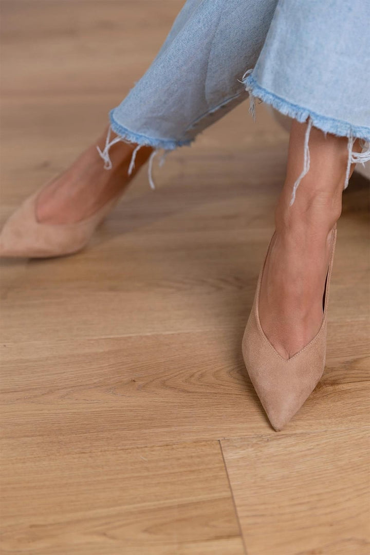 Marlena | Nude Slingback Pumps with Thin Heel