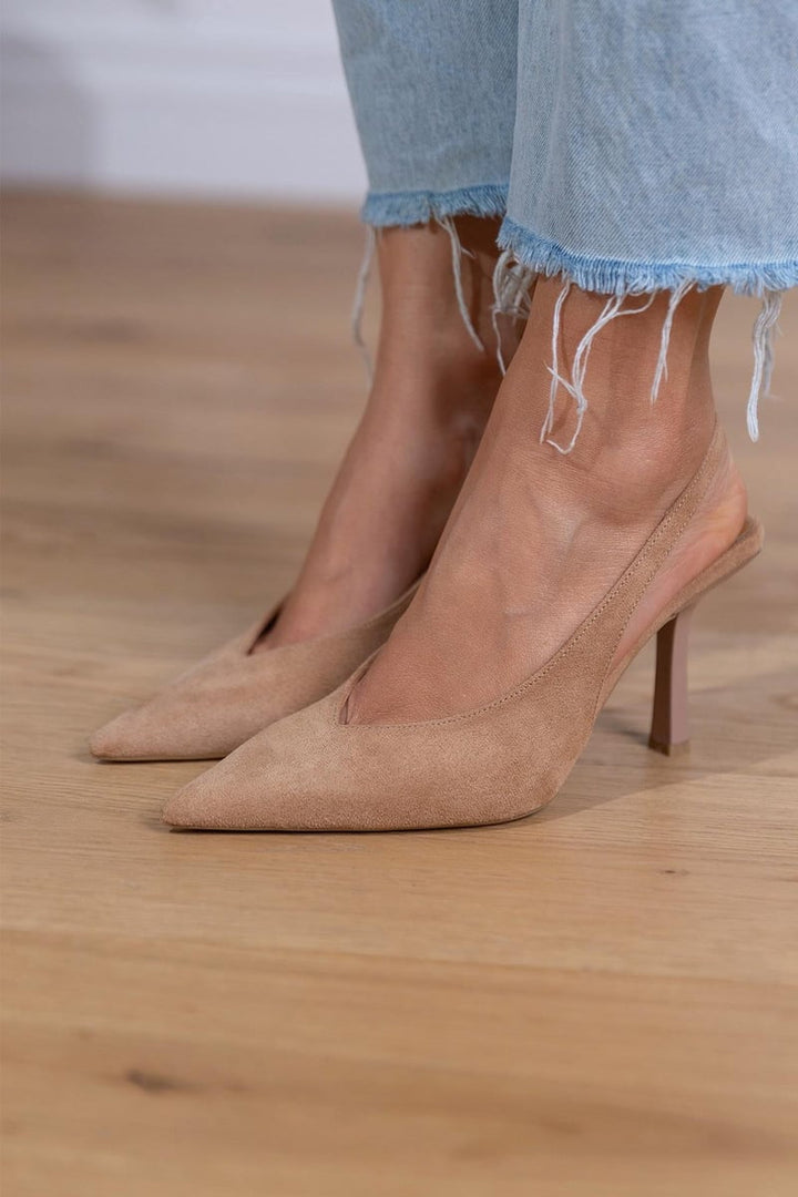 Marlena | Nude Slingback Pumps with Thin Heel